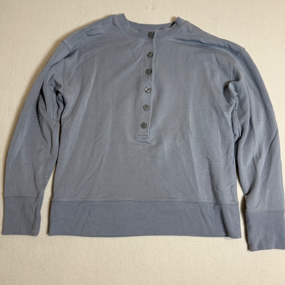 Athleta Henley Sweatshirt Top Women's XS Blue/Gray Long Sleeve Casual Pullover